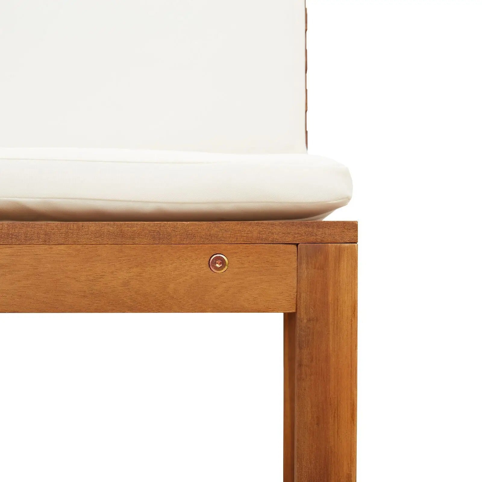 Teakhouten Buitenbank voor 2 Personen – Crème Kussen, Rechthoekig Design & Weerbestendig – 100 cm