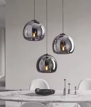 Nordic Glazen Hanglamp – Scandinavisch Minimalistisch Design – Rokerig Grijs Glas – E27 – Voor Keuken, Eetkamer & Woonkamer