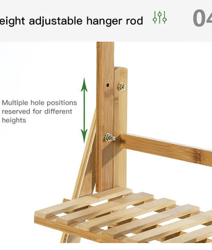 3-Lagen Bamboe Plantentrap met Ophangrek – Opvouwbare Ladder Plantenstandaard – 100 × 40 × 96 cm – Voor Binnen en Buiten
