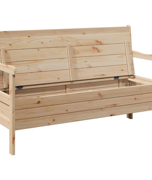 Grenenhouten Tuinbank met Opbergruimte – 3-Zits Buitenbank van Massief Grenen, Landelijk Design & Weerbestendig – Voor Tuin, Balkon & Veranda