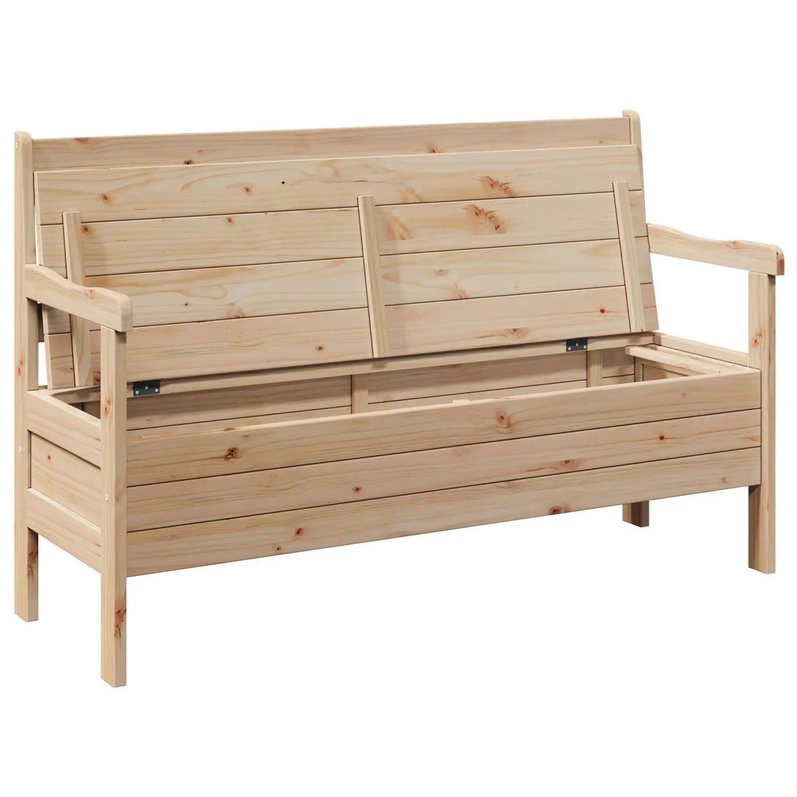 Grenenhouten Tuinbank met Opbergruimte – 3-Zits Buitenbank van Massief Grenen, Landelijk Design & Weerbestendig – Voor Tuin, Balkon & Veranda