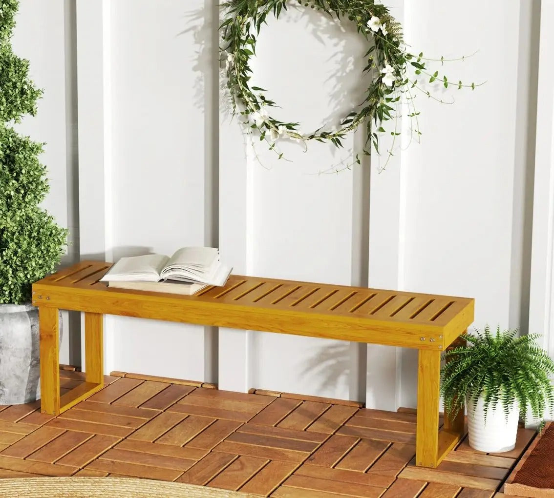 Set van 2 Houten Tuinbanken – Massief Grenenhout met Teaklook, Latte-Design & 300 kg Draagvermogen – 132 cm