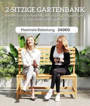 Set van 2 Houten Tuinbanken met Omzetbare Rugleuning – Massief Grenenhout, Picknickfunctie & 240 kg Draagvermogen – 110 cm