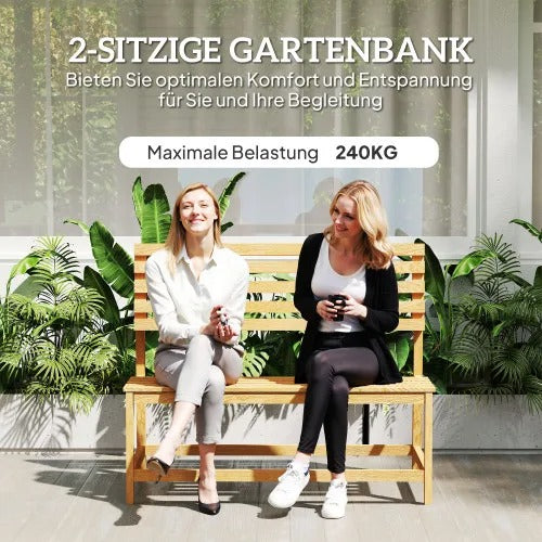 Set van 2 Houten Tuinbanken met Omzetbare Rugleuning – Massief Grenenhout, Picknickfunctie & 240 kg Draagvermogen – 110 cm