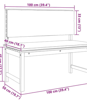 Teakhouten Buitenbank voor 2 Personen – Crème Kussen, Rechthoekig Design & Weerbestendig – 100 cm