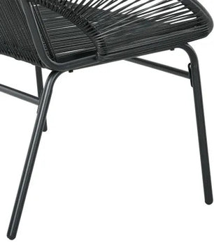 Set van 2 Zwarte Tuinbanken – 2-Zits Acapulco Stijl met Handgeweven PE-Rotan, Stalen Frame & Ergonomische Rugleuning – Weerbestendig voor Balkon, Terras & Veranda