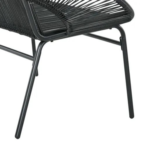 Set van 2 Zwarte Tuinbanken – 2-Zits Acapulco Stijl met Handgeweven PE-Rotan, Stalen Frame & Ergonomische Rugleuning – Weerbestendig voor Balkon, Terras & Veranda
