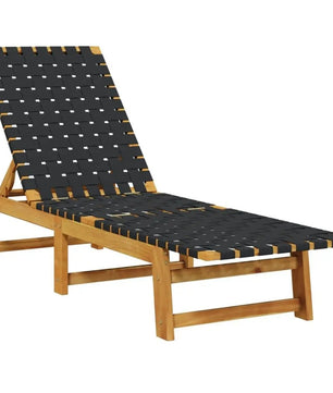 Set van 2 Verstelbare Loungestoelen van Massief Acaciahout – 4-Standen Rugleuning, Ademend Olefine Bandontwerp & Weerbestendig Frame – Voor Tuin, Terras & Zwembad