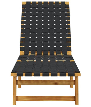 Set van 2 Verstelbare Loungestoelen van Massief Acaciahout – 4-Standen Rugleuning, Ademend Olefine Bandontwerp & Weerbestendig Frame – Voor Tuin, Terras & Zwembad