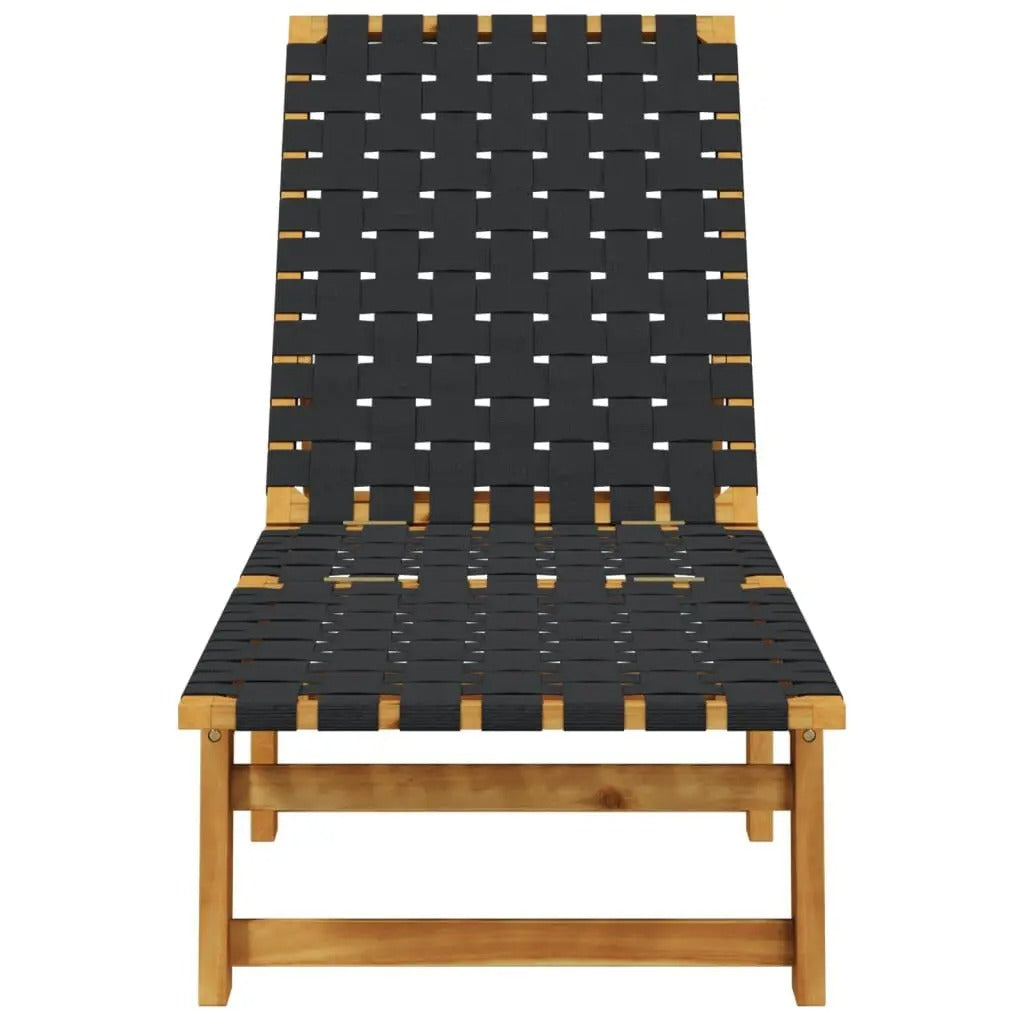 Set van 2 Verstelbare Loungestoelen van Massief Acaciahout – 4-Standen Rugleuning, Ademend Olefine Bandontwerp & Weerbestendig Frame – Voor Tuin, Terras & Zwembad