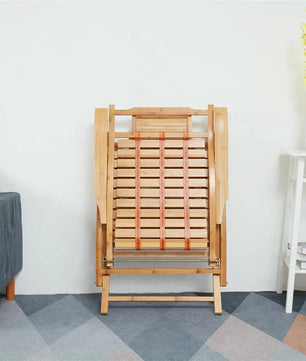 Bamboe Schommelstoel met Verstelbare Rugleuning & Voetsteun – Opvouwbare Loungestoel van Massief Bamboe, Ergonomisch & Extra Sterk – Voor Woonkamer en Slaapkamer