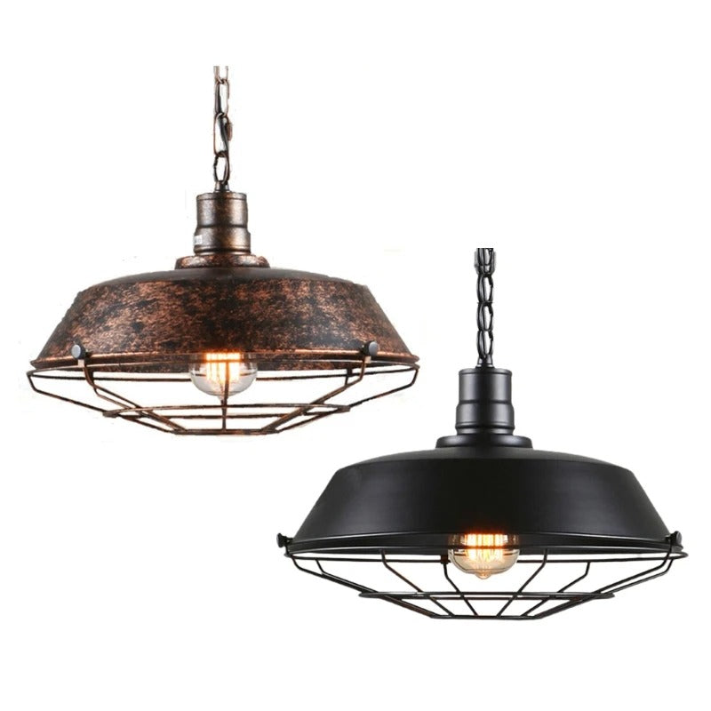 Industriële Retro Hanglamp van IJzer – Vintage Loft Plafondlamp met E27 Fitting – Stoere Design Hanglamp voor Woonkamer, Keuken, Café & Restaurant