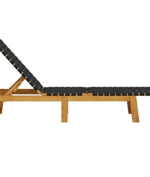 Set van 2 Verstelbare Loungestoelen van Massief Acaciahout – 4-Standen Rugleuning, Ademend Olefine Bandontwerp & Weerbestendig Frame – Voor Tuin, Terras & Zwembad