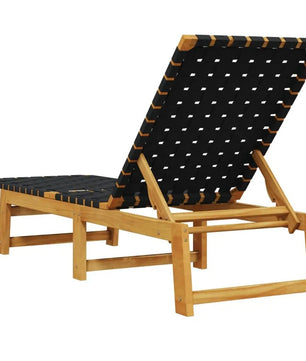 Set van 2 Verstelbare Loungestoelen van Massief Acaciahout – 4-Standen Rugleuning, Ademend Olefine Bandontwerp & Weerbestendig Frame – Voor Tuin, Terras & Zwembad