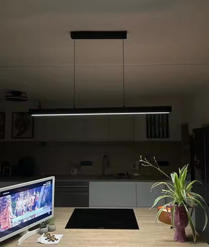 Moderne LED Hanglamp Lineair Design – Minimalistische Lange Kroonluchter van Metaal & Acryl voor Woonkamer, Eetkamer & Kantoor