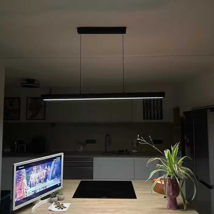 Moderne LED Hanglamp Lineair Design – Minimalistische Lange Kroonluchter van Metaal & Acryl voor Woonkamer, Eetkamer & Kantoor