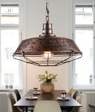 Industriële Retro Hanglamp van IJzer – Vintage Loft Plafondlamp met E27 Fitting – Stoere Design Hanglamp voor Woonkamer, Keuken, Café & Restaurant