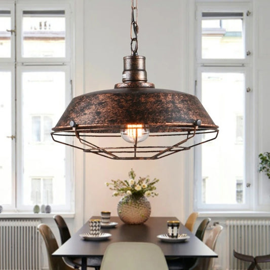 Industriële Retro Hanglamp van IJzer – Vintage Loft Plafondlamp met E27 Fitting – Stoere Design Hanglamp voor Woonkamer, Keuken, Café & Restaurant