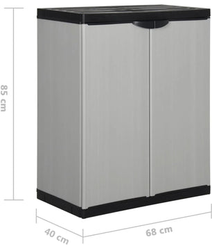 Tuinopbergkast met 2 Deuren en Legplank – 68 × 40 × 85 cm – Weerbestendige Kunststof Opbergkast voor Tuin, Balkon en Garage