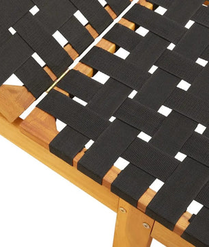 Set van 2 Verstelbare Loungestoelen van Massief Acaciahout – 4-Standen Rugleuning, Ademend Olefine Bandontwerp & Weerbestendig Frame – Voor Tuin, Terras & Zwembad