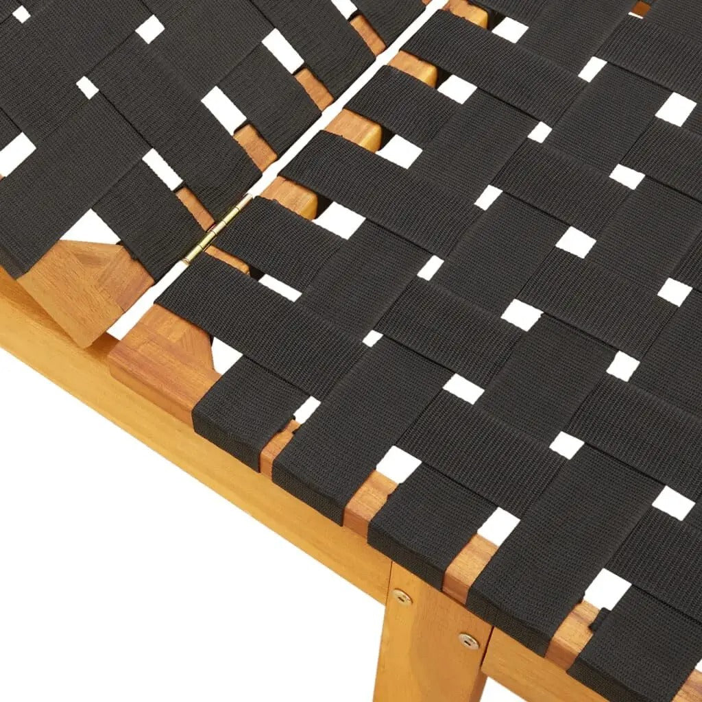 Set van 2 Verstelbare Loungestoelen van Massief Acaciahout – 4-Standen Rugleuning, Ademend Olefine Bandontwerp & Weerbestendig Frame – Voor Tuin, Terras & Zwembad