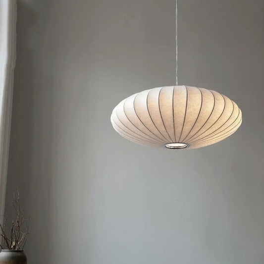 Nordic Wabi Sabi Satijnen Hanglamp – Luxe Zijden Design Hanglamp met E27 Fitting – Moderne Sfeerverlichting voor Woonkamer, Eetkamer & Slaapkamer
