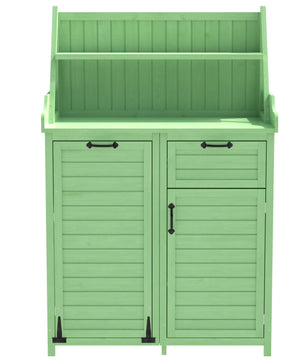 Houten Gereedschapsschuur voor Buiten met Werkblad – Tuinkast met Planken en Laden – 100 × 45 × 154 cm – Weerbestendige Opbergkast voor Tuin en Terras