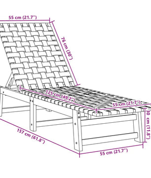Set van 2 Verstelbare Loungestoelen van Massief Acaciahout – 4-Standen Rugleuning, Ademend Olefine Bandontwerp & Weerbestendig Frame – Voor Tuin, Terras & Zwembad