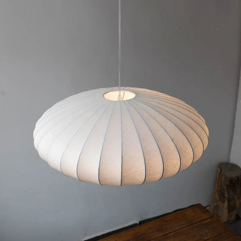 Nordic Wabi Sabi Satijnen Hanglamp – Luxe Zijden Design Hanglamp met E27 Fitting – Moderne Sfeerverlichting voor Woonkamer, Eetkamer & Slaapkamer