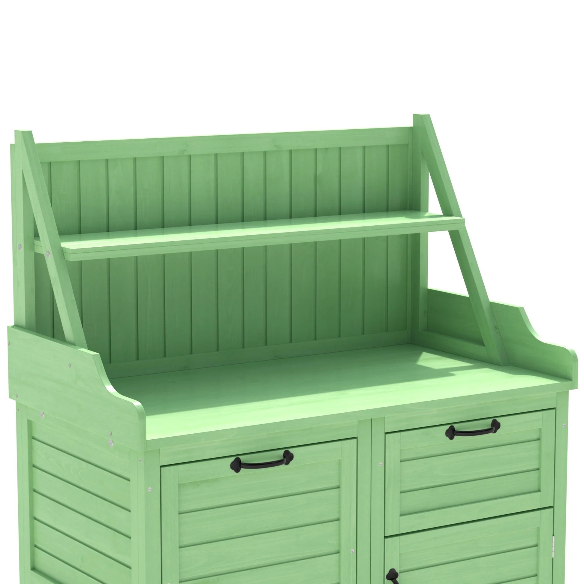 Houten Gereedschapsschuur voor Buiten met Werkblad – Tuinkast met Planken en Laden – 100 × 45 × 154 cm – Weerbestendige Opbergkast voor Tuin en Terras