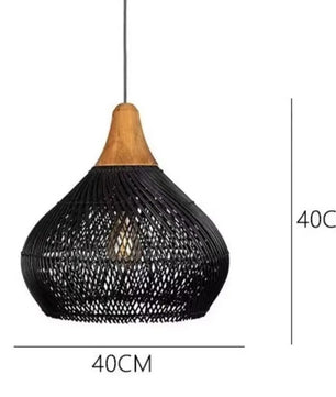 Vintage Rotan Hanglamp Boho – Handgeweven E27 Plafondlamp van Natuurlijk Rotan voor Eetkamer, Keuken & Woonkamer