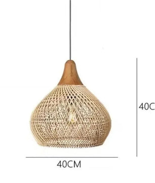 Vintage Rotan Hanglamp Boho – Handgeweven E27 Plafondlamp van Natuurlijk Rotan voor Eetkamer, Keuken & Woonkamer