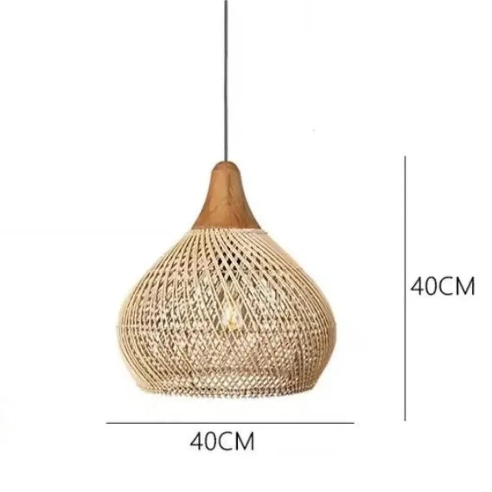 Vintage Rotan Hanglamp Boho – Handgeweven E27 Plafondlamp van Natuurlijk Rotan voor Eetkamer, Keuken & Woonkamer