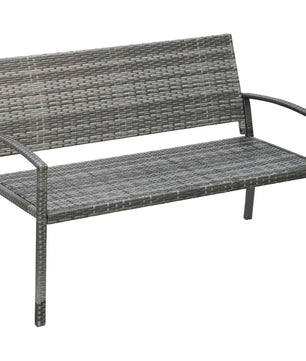 2-Zits Polyrotan Parkbank – Grijs, Rotanlook met Gepoedercoat Stalen Frame, Weer- & UV-bestendig, Draagvermogen 320 kg – 122 cm