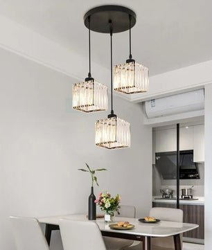 Luxe Kristallen Hanglamp met E27 Fittingen – Moderne Design Plafondlamp met Ronde of Rechthoekige Plafondplaat – Kristallen Pendellamp voor Woonkamer, Eetkamer & Slaapkamer