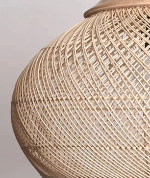 Vintage Rotan Hanglamp Boho – Handgeweven E27 Plafondlamp van Natuurlijk Rotan voor Eetkamer, Keuken & Woonkamer