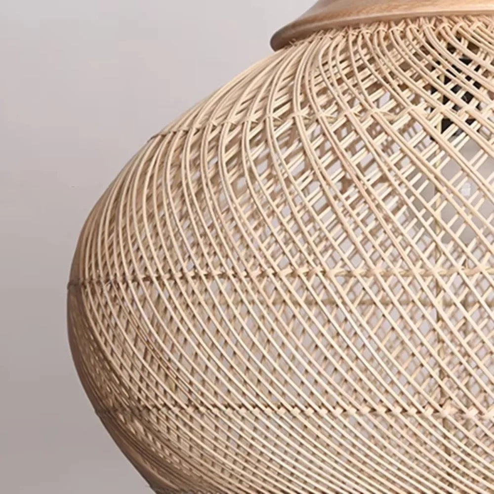 Vintage Rotan Hanglamp Boho – Handgeweven E27 Plafondlamp van Natuurlijk Rotan voor Eetkamer, Keuken & Woonkamer