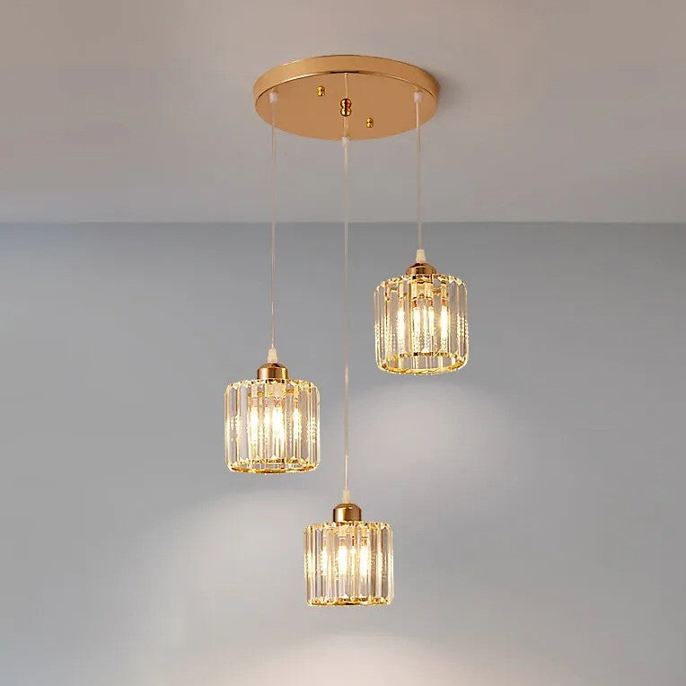 Luxe Kristallen Hanglamp met E27 Fittingen – Moderne Design Plafondlamp met Ronde of Rechthoekige Plafondplaat – Kristallen Pendellamp voor Woonkamer, Eetkamer & Slaapkamer