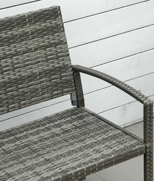2-Zits Polyrotan Parkbank – Grijs, Rotanlook met Gepoedercoat Stalen Frame, Weer- & UV-bestendig, Draagvermogen 320 kg – 122 cm