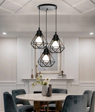 Vintage Industriële Hanglamp – Smeedijzeren Diamant Design – E27 Fitting – Modern & Stoer Interieurlicht