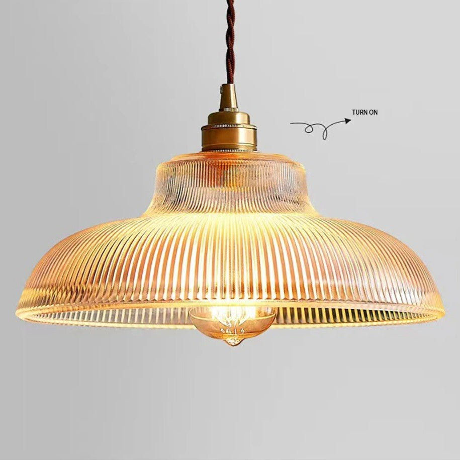 Nordic Houten Glazen Hanglamp – Scandinavisch Vintage Design met Messing Accent – E27 Fitting – Warm Sfeervol Licht