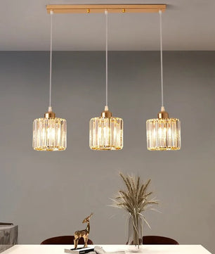 Luxe Kristallen Hanglamp met E27 Fittingen – Moderne Design Plafondlamp met Ronde of Rechthoekige Plafondplaat – Kristallen Pendellamp voor Woonkamer, Eetkamer & Slaapkamer