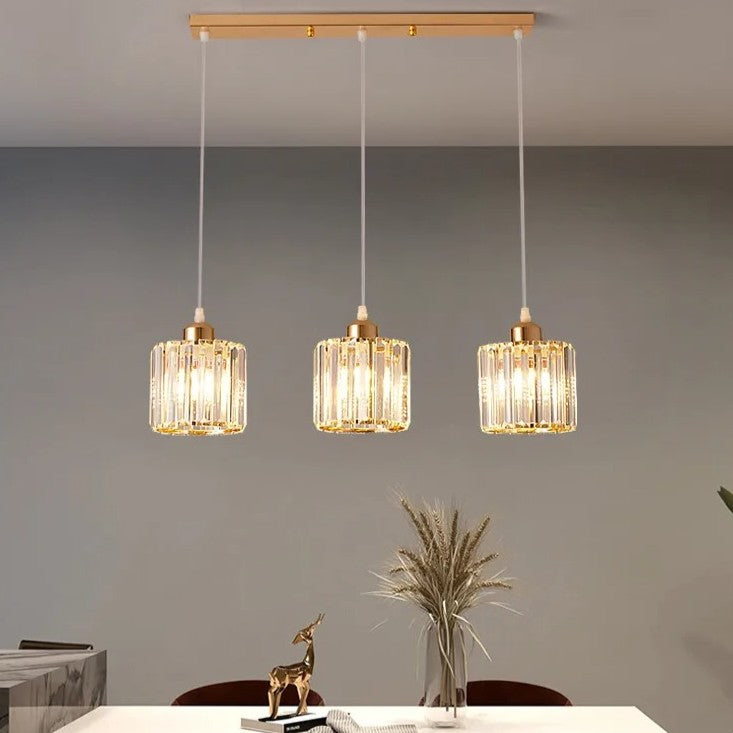 Luxe Kristallen Hanglamp met E27 Fittingen – Moderne Design Plafondlamp met Ronde of Rechthoekige Plafondplaat – Kristallen Pendellamp voor Woonkamer, Eetkamer & Slaapkamer