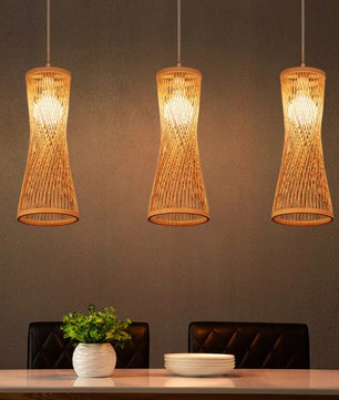 Japanse Bamboe Hanglamp – Handgeweven Rotan Design – Natuurlijke Sfeerverlichting – E27 – Voor Woonkamer, Restaurant & Café