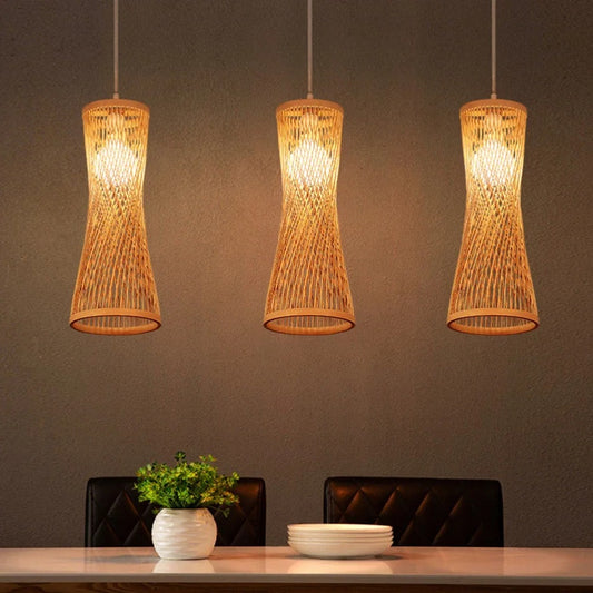Japanse Bamboe Hanglamp – Handgeweven Rotan Design – Natuurlijke Sfeerverlichting – E27 – Voor Woonkamer, Restaurant & Café