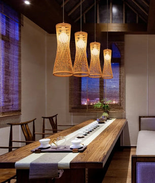 Japanse Bamboe Hanglamp – Handgeweven Rotan Design – Natuurlijke Sfeerverlichting – E27 – Voor Woonkamer, Restaurant & Café