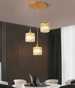 Luxe Kristallen Hanglamp met E27 Fittingen – Moderne Design Plafondlamp met Ronde of Rechthoekige Plafondplaat – Kristallen Pendellamp voor Woonkamer, Eetkamer & Slaapkamer