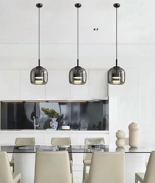 Moderne Glazen LED Hanglamp – Rookgrijs of Amber – Design Pendellamp met Geïntegreerde LED in 15, 26 of 38 cm voor Woonkamer, Eetkamer & Slaapkamer