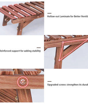Set van 3 Houten Plantenstandaards – Laddervormig Plantenrek van Grenenhout – Donkerbruin – Voor Binnen en Buiten