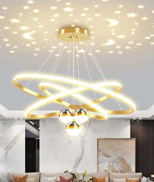 Moderne LED Kroonluchter met Cirkel Design – Luxe Minimalistische Hanglamp van Metaal & Acryl – LED Ringlamp voor Woonkamer, Eettafel & Restaurant (220V)